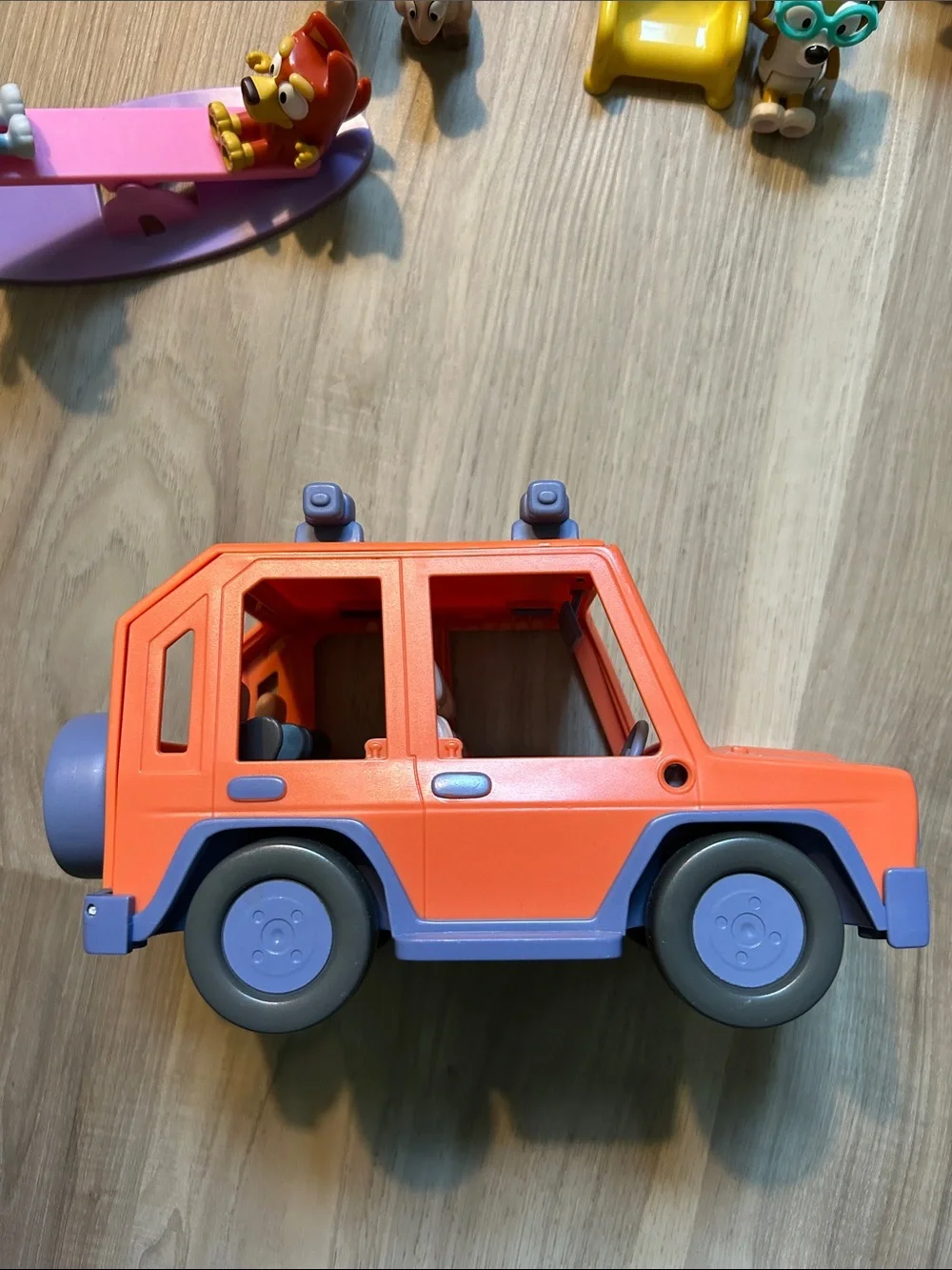 Bluey Kids Toy Camper Playset with Orange SUV and Friends Bundle